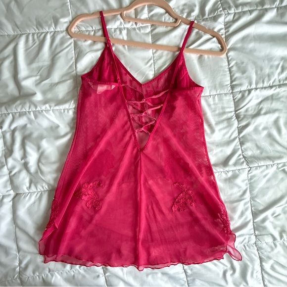Vintage Victoria’s Secret Mesh Embroidered Babydoll Slip Women’s S Y2K Pink - Picture 10 of 13